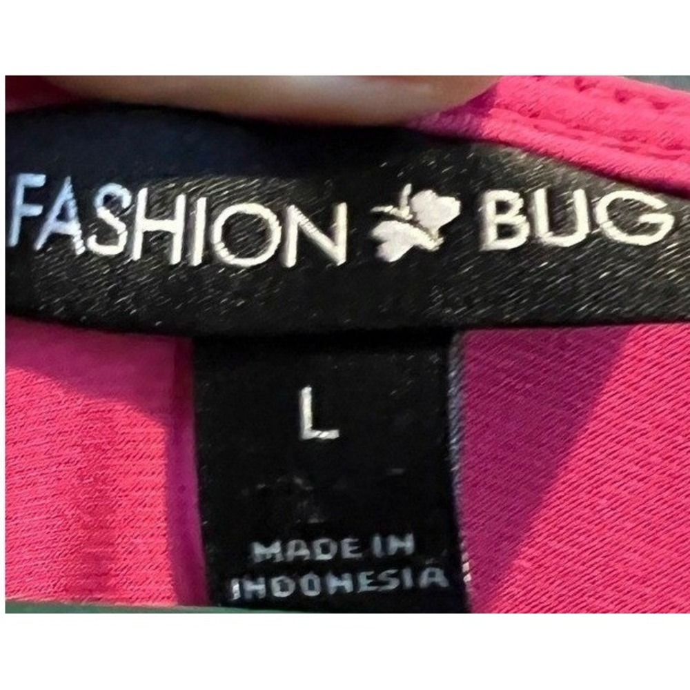 Fashion Bug Womens Pink Black Colorblock Ruched Waist V-Neck Dress Size L NWT - Picture 3 of 4